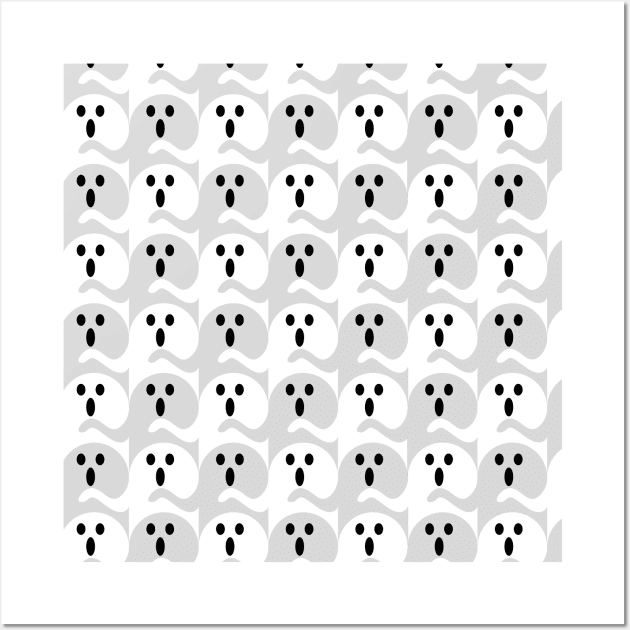 Ghost Tessellation Pattern (Gray and White) Wall Art by inotyler